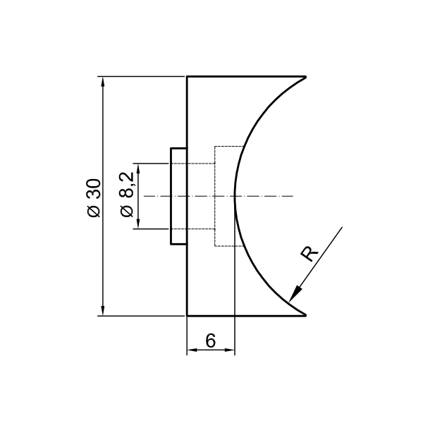 V2A Unterteil 30 mm / 42,4 mm für Punkthalter-2