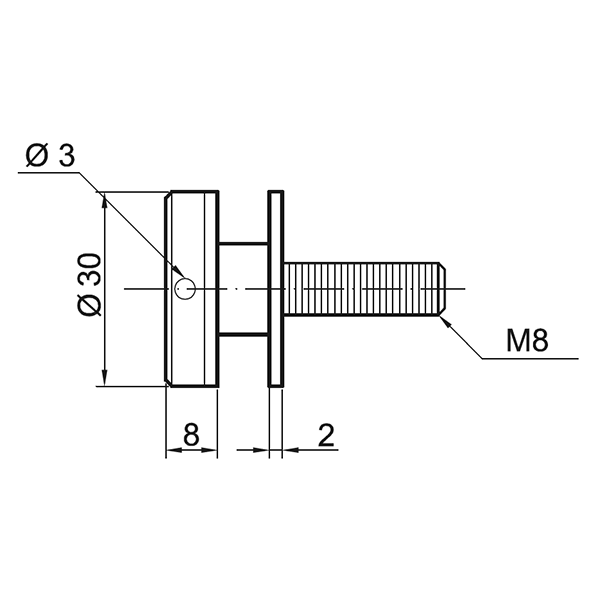V2A Punkthalter Oberteil flach, Durchmesser 30 mm-2