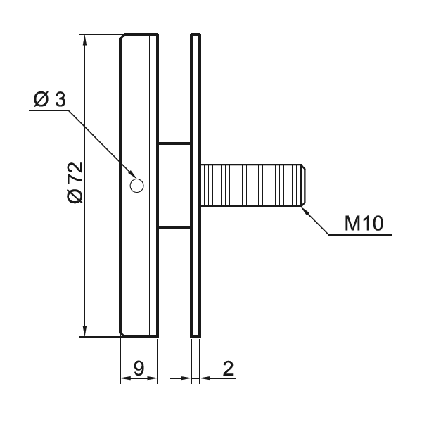 V2A Punkthalter Oberteil flach, Durchmesser 72 mm-2