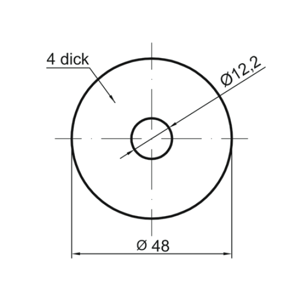 Stahl Ronde 48,3 x 4 mm, mit Mittelloch 12,2 mm-1
