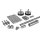 Vordachsystem B | 1000 mm Ausladung | Wandplatte eckig | Set für 1 Achse | Edelstahl