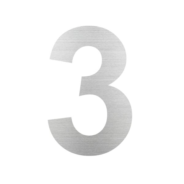 Hausnummer "3" | groß | Edelstahl