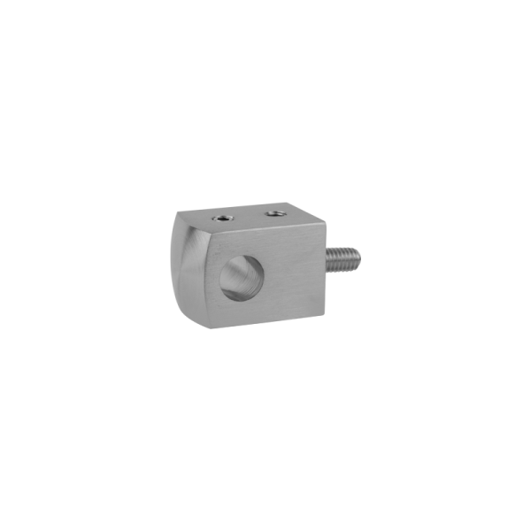 Querstabhalter eckig | 20 x 20 mm | Abstand 20 mm | Flachanschluss | Lochung Ø 10,2 mm | Edelstahl