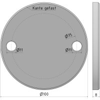 Ronde | Ø 100 x 8 mm | 2 x gelocht (Ø 11...