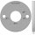 Ronde | Ø 120 x 10 mm | 2 x gelocht (Ø 13 mm) + Mittelloch (Ø 42,7 mm) | Kante gefast | Edelstahl