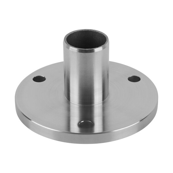 Bodenplatte | 120 x 10 mm | mit Stutzen für Rohr Ø 42,4 x 2,5 mm | 3 x gelocht (Ø 11 mm) | Edelstahl