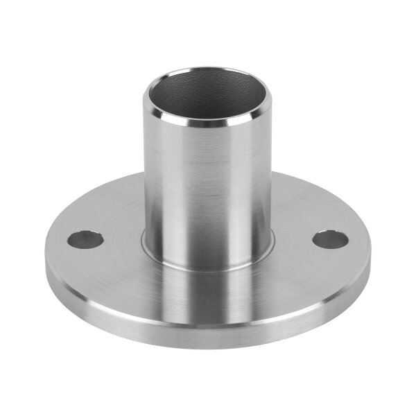 Bodenplatte | Ø 100 x 8 mm | mit Stutzen für Rohr Ø 42,4 x 2 mm | 2 x gelocht (Ø 11 mm) | Edelstahl