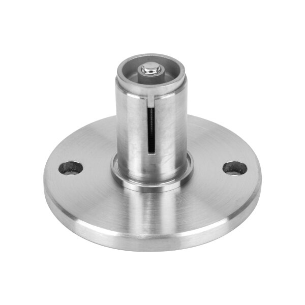 Bodenplatte | Ø 120 x 10 mm | mit Klemmanschluss für Rohr Ø 42,4 x 2 mm | 2 x gelocht (Ø 13 mm) | Edelstahl