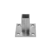 Bodenplatte | 65 x 65 x 5 mm | mit Stutzen für Rohr 30 x 30 x 2 mm | 4 x gelocht (Ø 9 mm) | Edelstahl