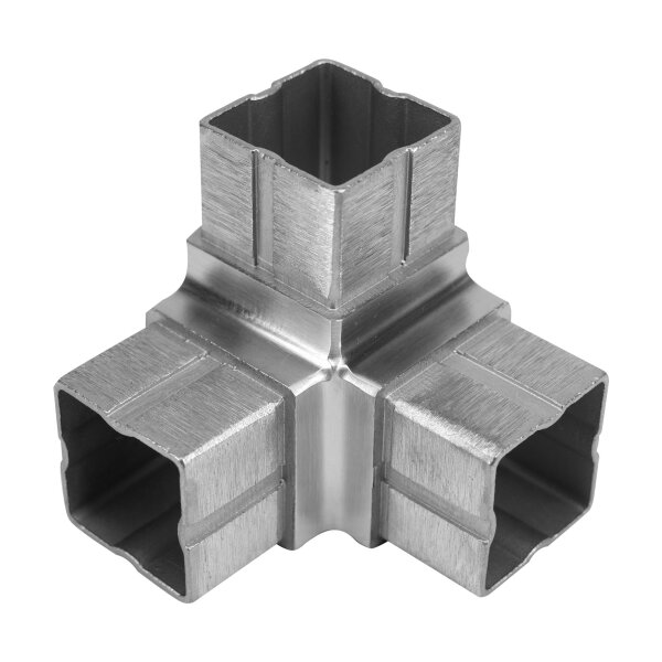 Steckecke | 90 Grad | mit Abgang | für Rohr 40 x 40 x 2 mm | Edelstahl