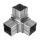 Steckecke | 90 Grad | mit Abgang | für Rohr 40 x 40 x 2 mm | Edelstahl