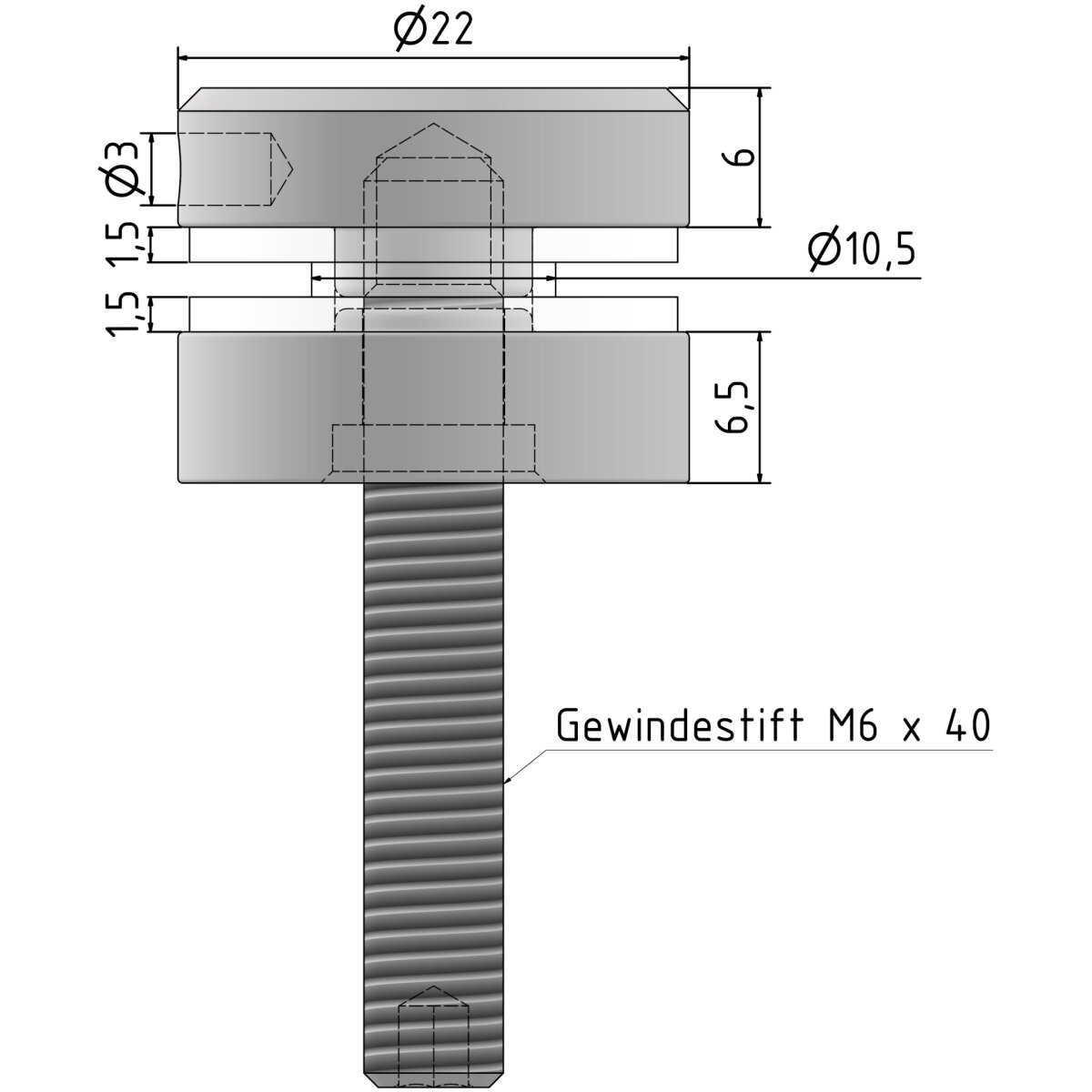 Punkthalter, Durchmesser 72 mm, erhaben flach Punkthalter, Durchmesser 72 mm, erhaben flach