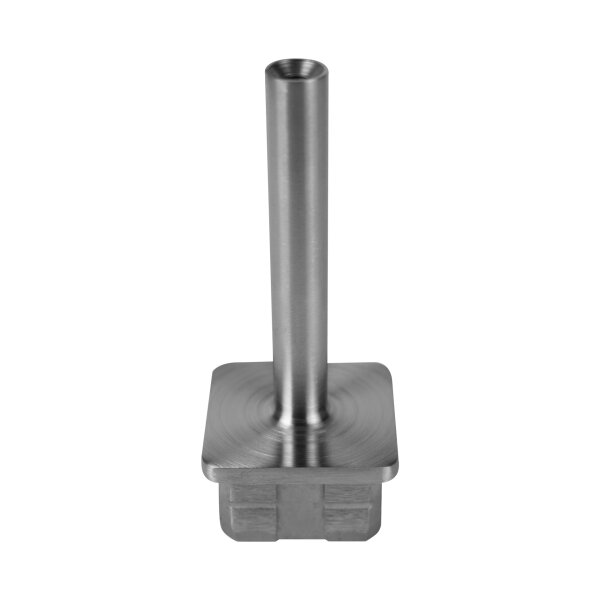 Stopfen | flach | für Rohr 40 x 40 x 2,0 mm | M6 Innengewinde | Stütze (80 mm) | Edelstahl