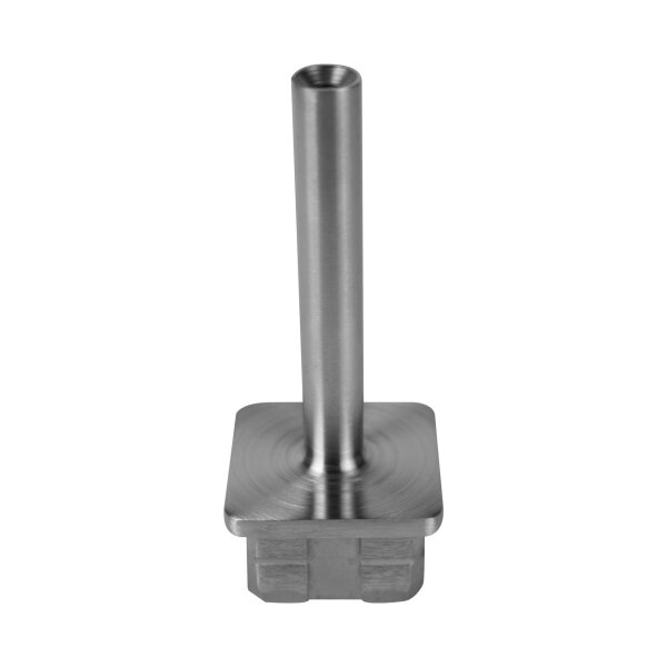 Stopfen | flach | für Rohr 40 x 40 x 3,0 mm | M6 Innengewinde | Stütze (80 mm) | Edelstahl