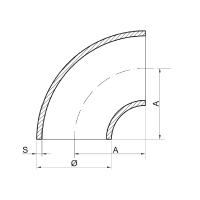 Rohrbogen | 90 Grad | Ø 42,4 x 2 mm | R=48 mm | V4A