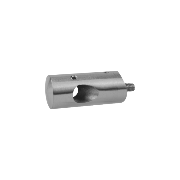 Querstabhalter Außenecke | Ø 22 mm | passend für Abstand 20 mm | Anschluss Ø 42,4 mm | Lochung Ø 12,2 mm | Edelstahl