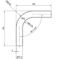 Rohrbogen | 90 Grad | Ø 33,7 x 2 mm | R=70 mm |...