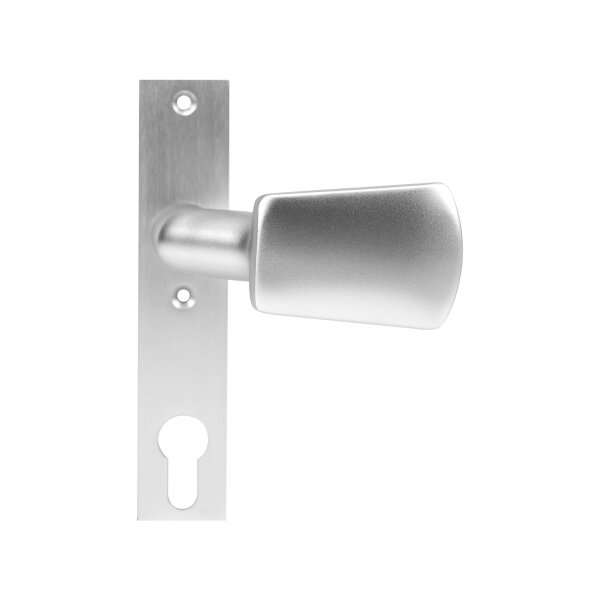 Knauf | fest | mit Drückerschild (32 x 156 x 6 mm) | eckig | Enfernung: 72 mm | Schraubenabstand: 67 mm | Aluminium