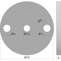 Ronde | Ø 100 x 8 mm | 2 x gelocht (Ø 14...