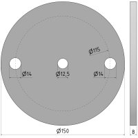 Ronde | Ø 150 x 8 mm | 2 x gelocht (Ø 14...