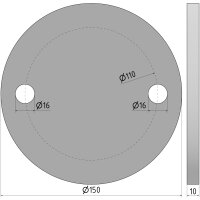Ronde | Ø 150 x 10 mm | 2 x gelocht (Ø 16...