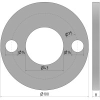 Ronde | Ø 100 x 8 mm | 2 x gelocht (Ø 14...