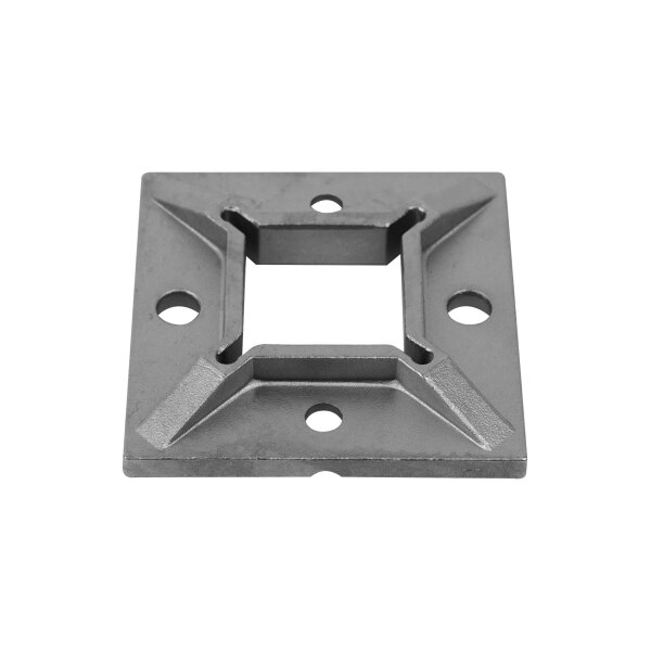Ankerplatte | 100 x 100 x 7 mm | Mittelloch für 40x40 mm | 4 x gelocht (Ø 11 mm) | Edelstahl