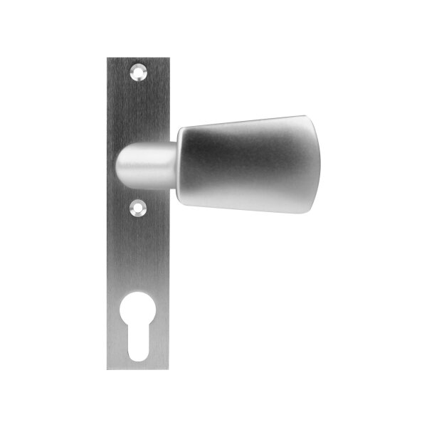 Knauf | fest | mit Drückerschild (32 x 156 x 10 mm) | eckig | Entfernung: 72 mm | Schraubenabstand: 67 mm | Aluminium