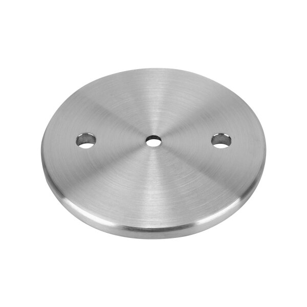Ronde | Ø 150 x 10 mm | 2 x gelocht (Ø 13 mm) + Mittelloch (Ø 10,5 mm) | Kante gefast | Edelstahl