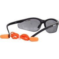 Schutzbrille-schwarz mit Ohrstöpsel