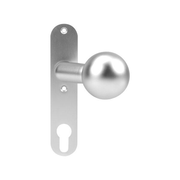 Knauf | Ø 50 mm | drehbar | mit Drückerschild (32 x 156 x 6 mm) | rund | Entfernung: 72 mm | Schraubenabstand: 67 mm | Aluminium