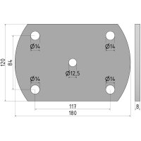 Ankerplatte | 180 x 120 x 8 mm | 4 x gelocht (Ø 14...