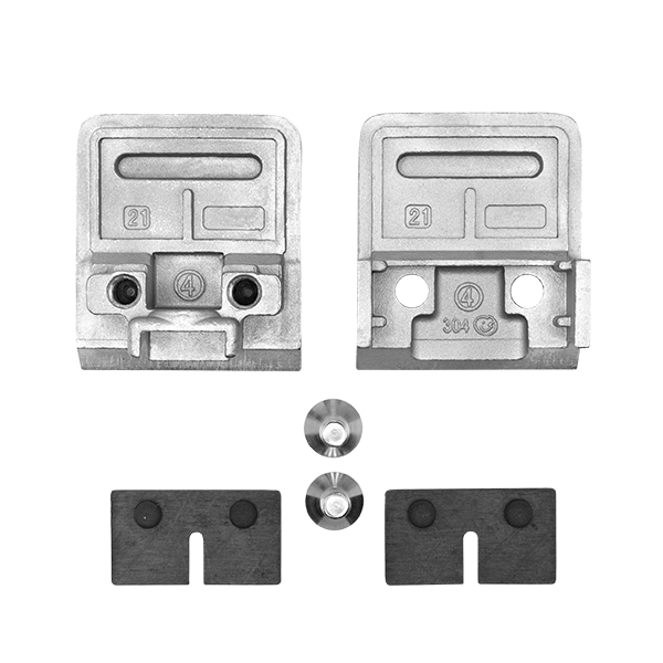 Glasklemme | Modell 21 | 45 x 45 x 28 mm | für Rohr Ø 42,4 mm | Edelstahleffekt