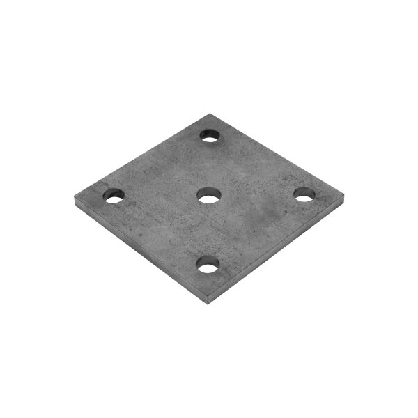 Ankerplatte | 100 x 100 x 6 mm | 4 x gelocht (Ø 11 mm) + Mittelloch (Ø 12,5 mm) | Stahl