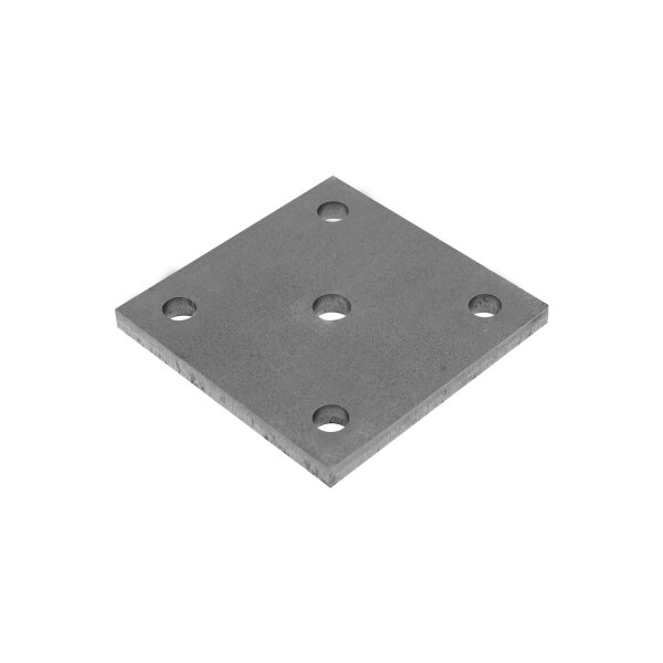 Ankerplatte | 100 x 100 x 8 mm | 4 x gelocht (Ø 11 mm) + Mittelloch (Ø 12,5 mm) | Stahl