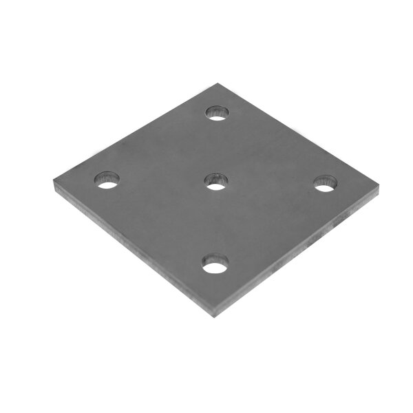 Ankerplatte | 120 x 120 x 8 mm | 4 x gelocht (Ø 13 mm) + Mittelloch (Ø 12,5 mm) | Stahl