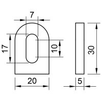 Anschweißlasche 30 x 20 x 5 mm | 1 x Langloch | Stahl