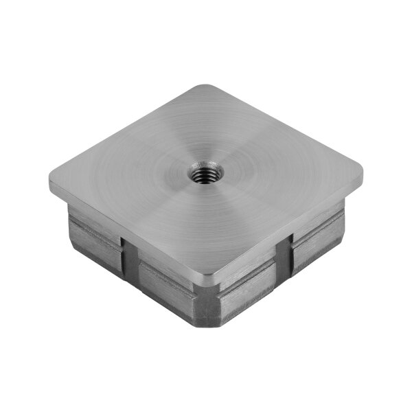 Stopfen | flach | für Rohr 50 x 50 x 3 mm | M8 Innengewinde | Edelstahl