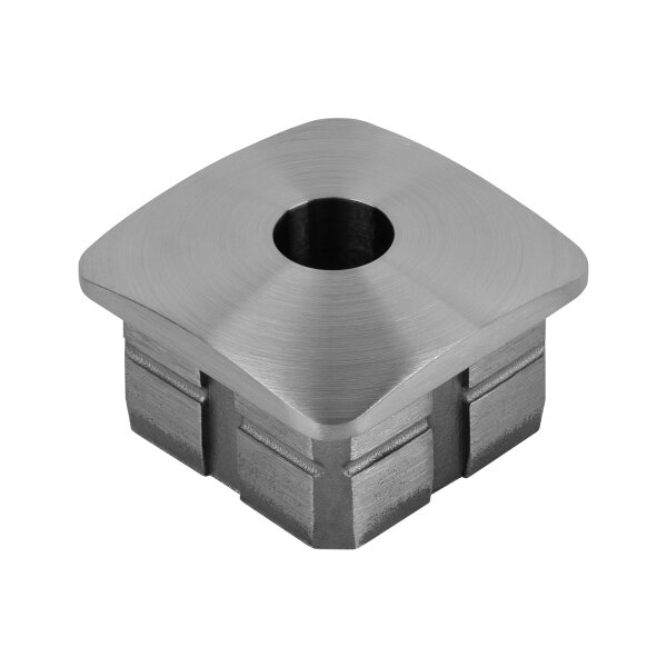 Stopfen | gewölbt | für Rohr 40 x 40 x 2 mm | Bohrung (Ø 12 mm) | Edelstahl