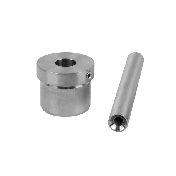 Stopfen | flach | mit Stütze | für Rohr Ø 33,7 x 2,0 mm | Bohrung (Ø 12,2 mm) | zum kleben | Edelstahl