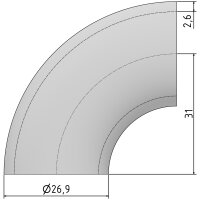 Rohrbogen | 90 Grad | aus Rohr Ø 26,9 x 2,6 mm |...