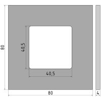 Abdeckplatte | 80 x 80 x 4 mm | Mittelloch für Rohr...