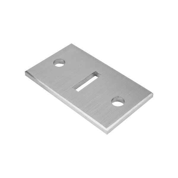 Ankerplatte | 140 x 80 x 8 mm | 2 x gelocht (Ø 15 mm) + Mittelloch (40 x 10 mm) | Kanten gefast | Edelstahl