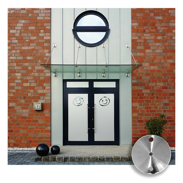 Vordachsystem A | 1200 mm Ausladung | Wandplatte rund | Set für 1 Achse | Edelstahl