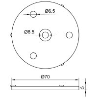 Handlaufträgerronde | 3 x gelocht (6,5 mm) | passend...