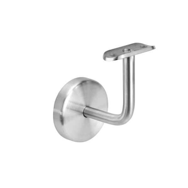 Handlaufträger | 3 x gelocht (6,5 mm) | gesenkt | mit Platte für Rohr Ø 42,4 mm | mit Rosette | Ø 70 mm | Edelstahl