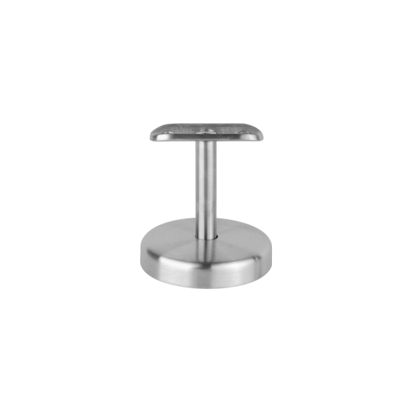 Handlaufträger flach | 2 x Langloch | mit Platte für Rohr Ø 42,4 mm | mit Cliprosette | Edelstahl